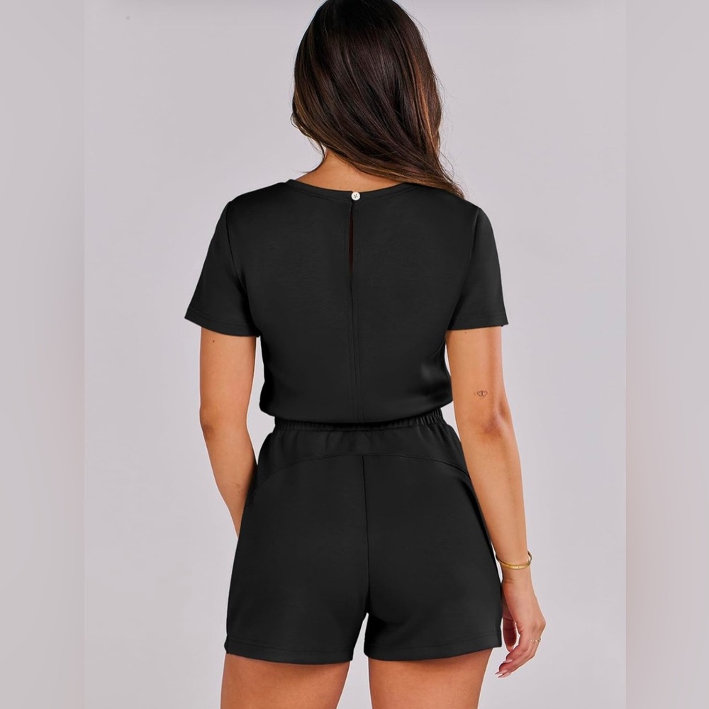 ANRABESS Dressy Short Sleeve Tshirt Rompers jumpsuit Travel Vacation Outfit 2025 - Picture 5 of 5